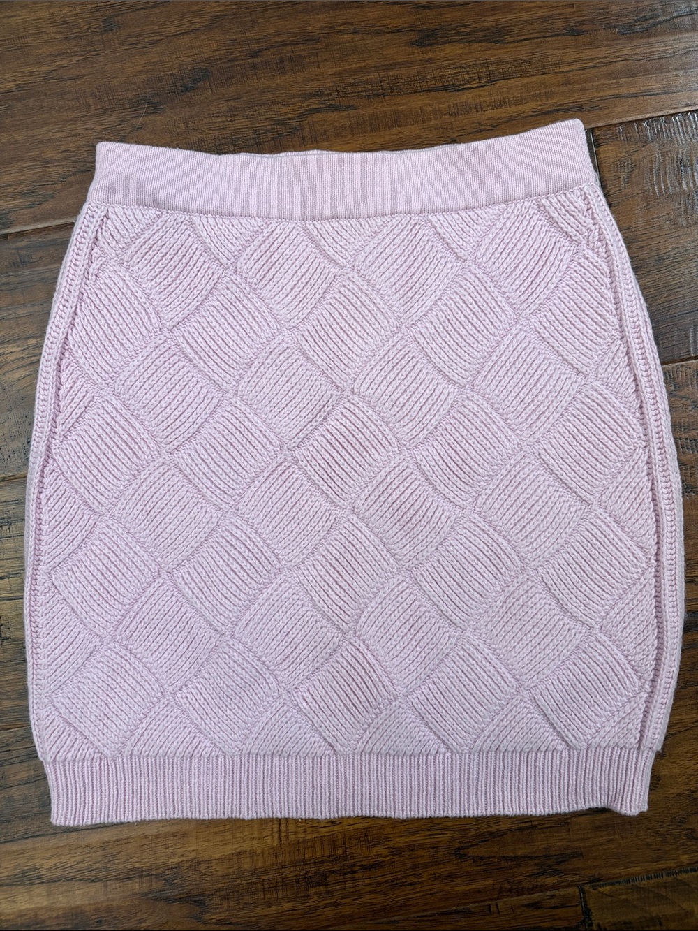 Ronny Kobo Pale Pink Cable Knit Pencil Skirt